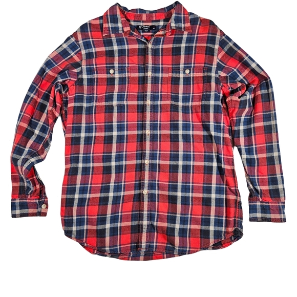 Daniel Cremieux Long Sleeve Button Down Cotton Flannel Shirt,Red/Blue,Medium - Picture 1 of 12